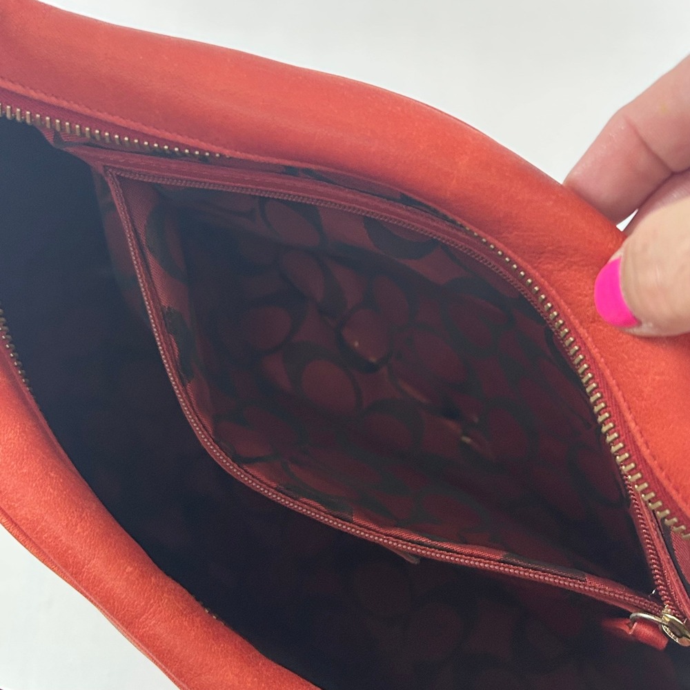 Coach Amanda 6951 Shoulder Bag Womens Red Leather Hobo Brass Vintage Y2K Boho - Picture 9 of 16